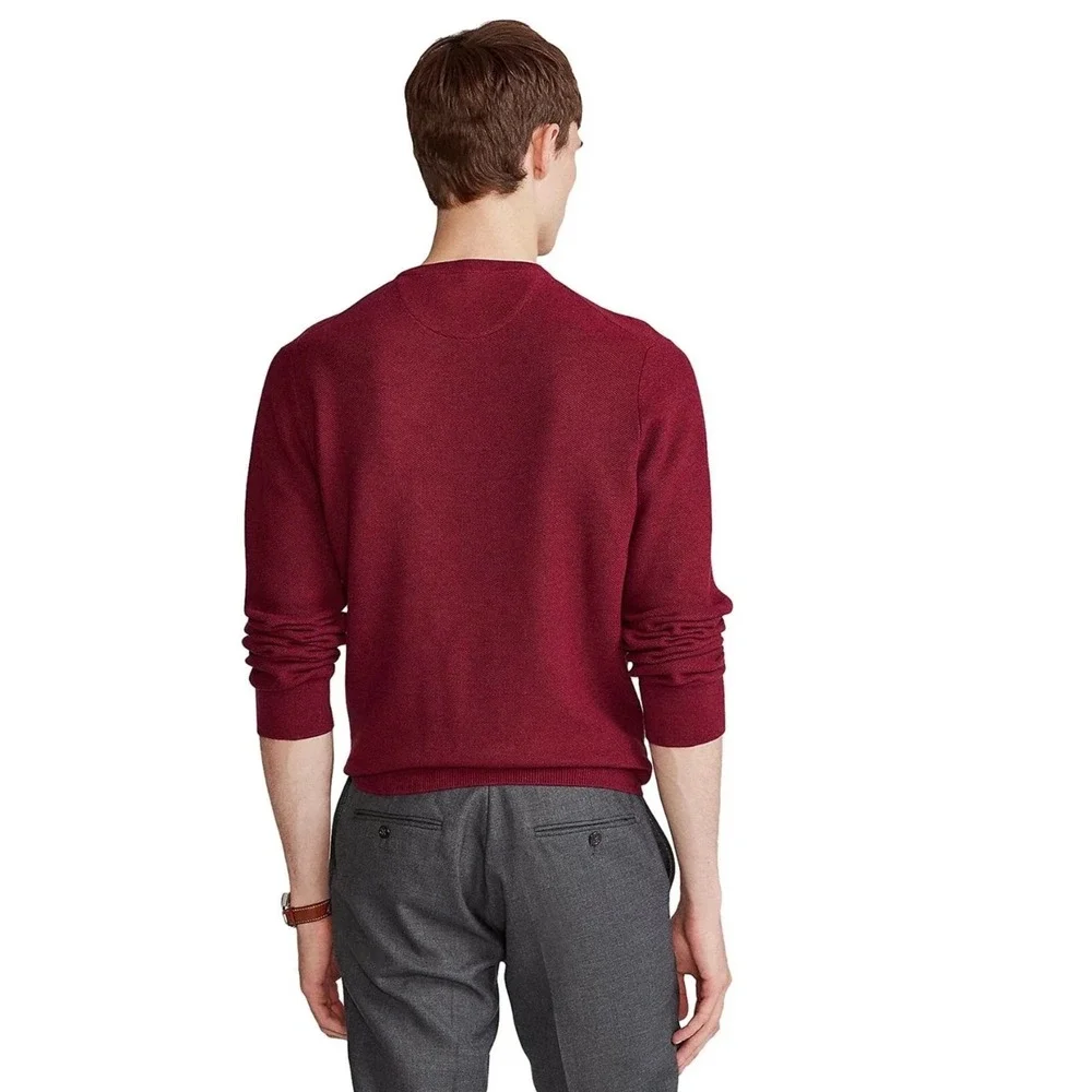 Polo Ralph Lauren Crewneck Sweater Mens XL Pre-Owned Burgundy Pima Cotton Logo